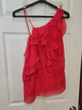 Nwt Size L 1xExpress Pink One-Shoulder Ruffle Camisole